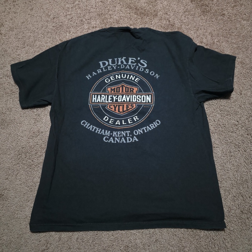 Harley Davidson Canada Dealer Shirt Size XL 2011 Black‎ Double Sided Freedom